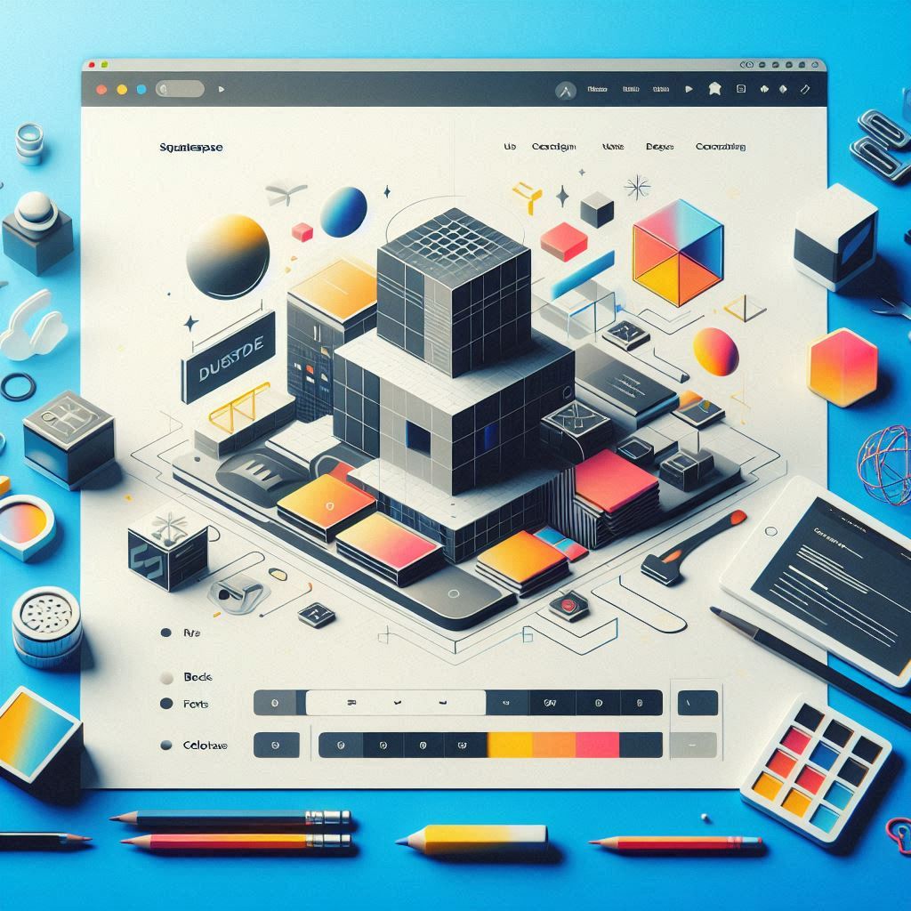 A visually engaging screenshot of a Squarespace website in the process of being customized, with elements like drag-and-drop blocks, fonts, and color palettes visible, reflecting the platform's user-friendly interface and design flexibility.